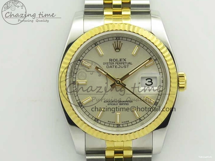 YG Stick Silver Bracelet on SS 126233 Markers ARF Jubilee Dial SS DateJust Best Edition 36 YG 1:1 SH3135 0505